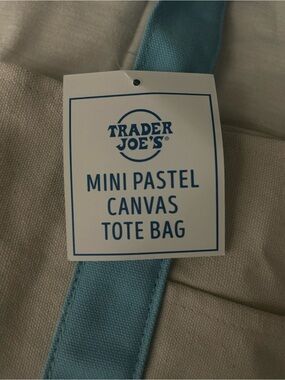 Joe's Jeans Beige Canvas Tote with Light Blue Straps